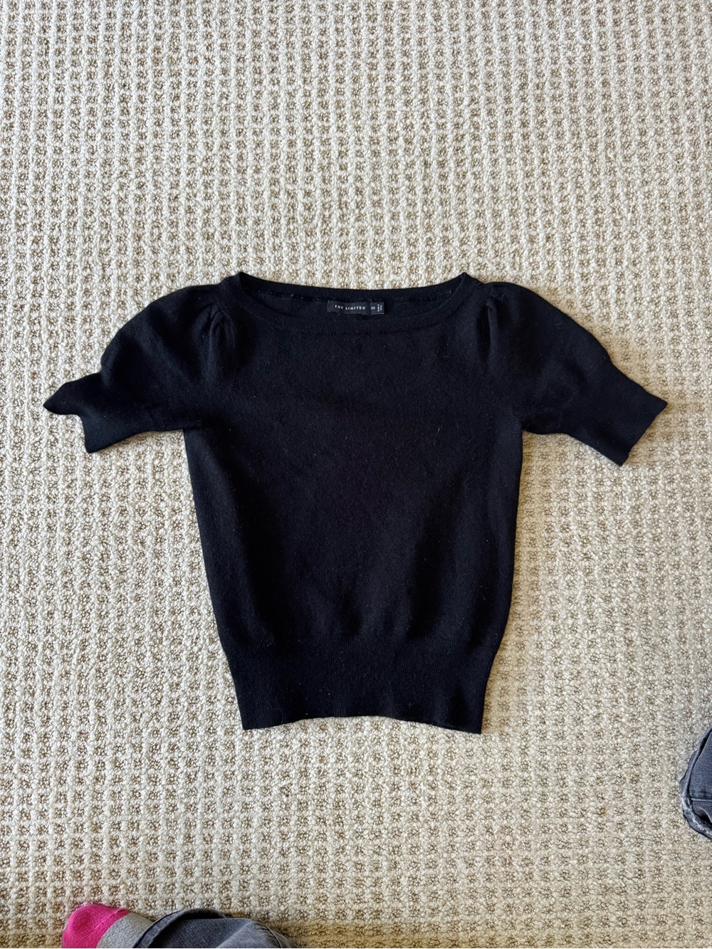 The Limited Black Short-Sleeve Crewneck Sweater